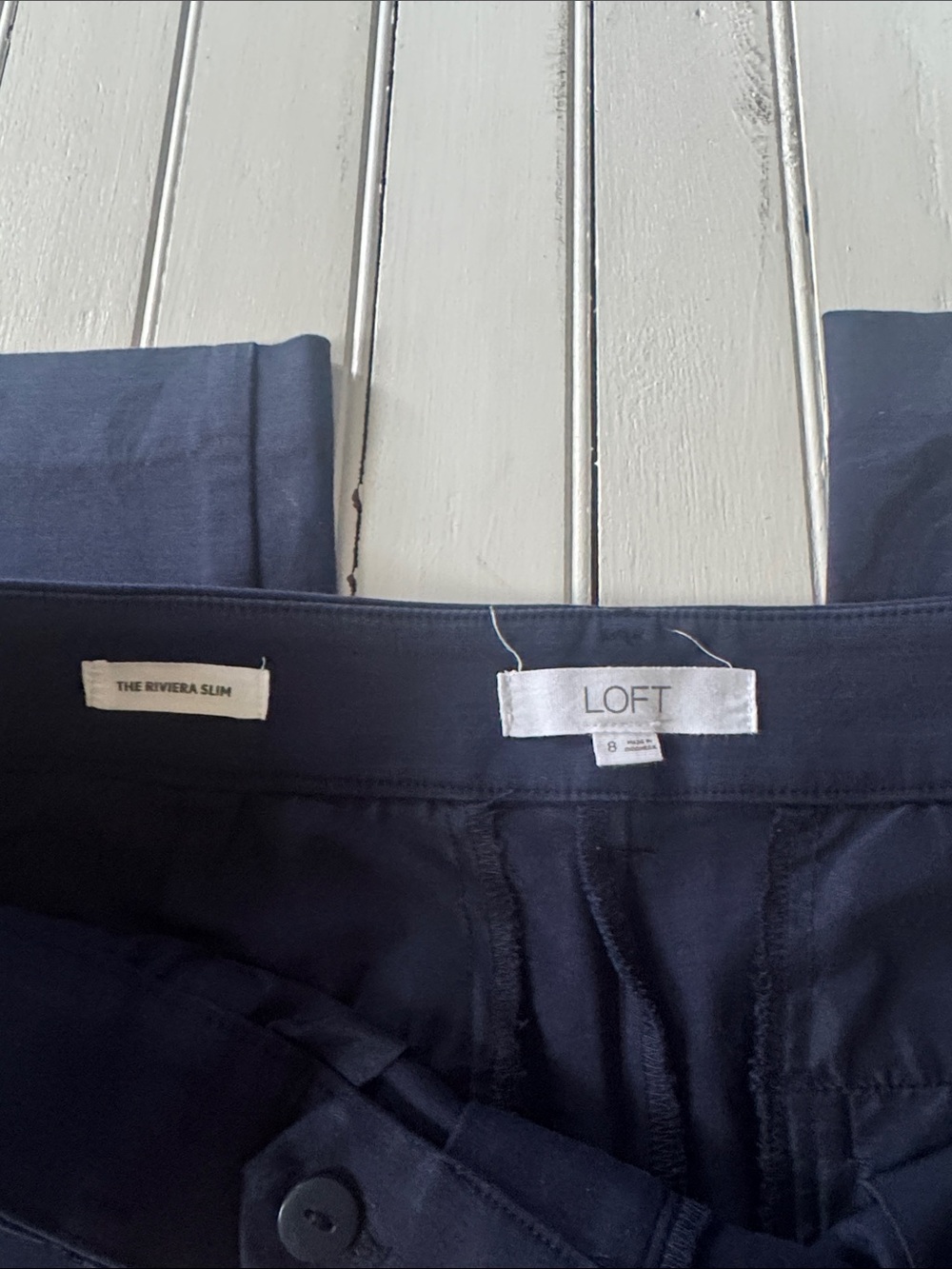 Loft The Riviera Slim Pants Navy Blue Size 8 - Picture 7 of 8